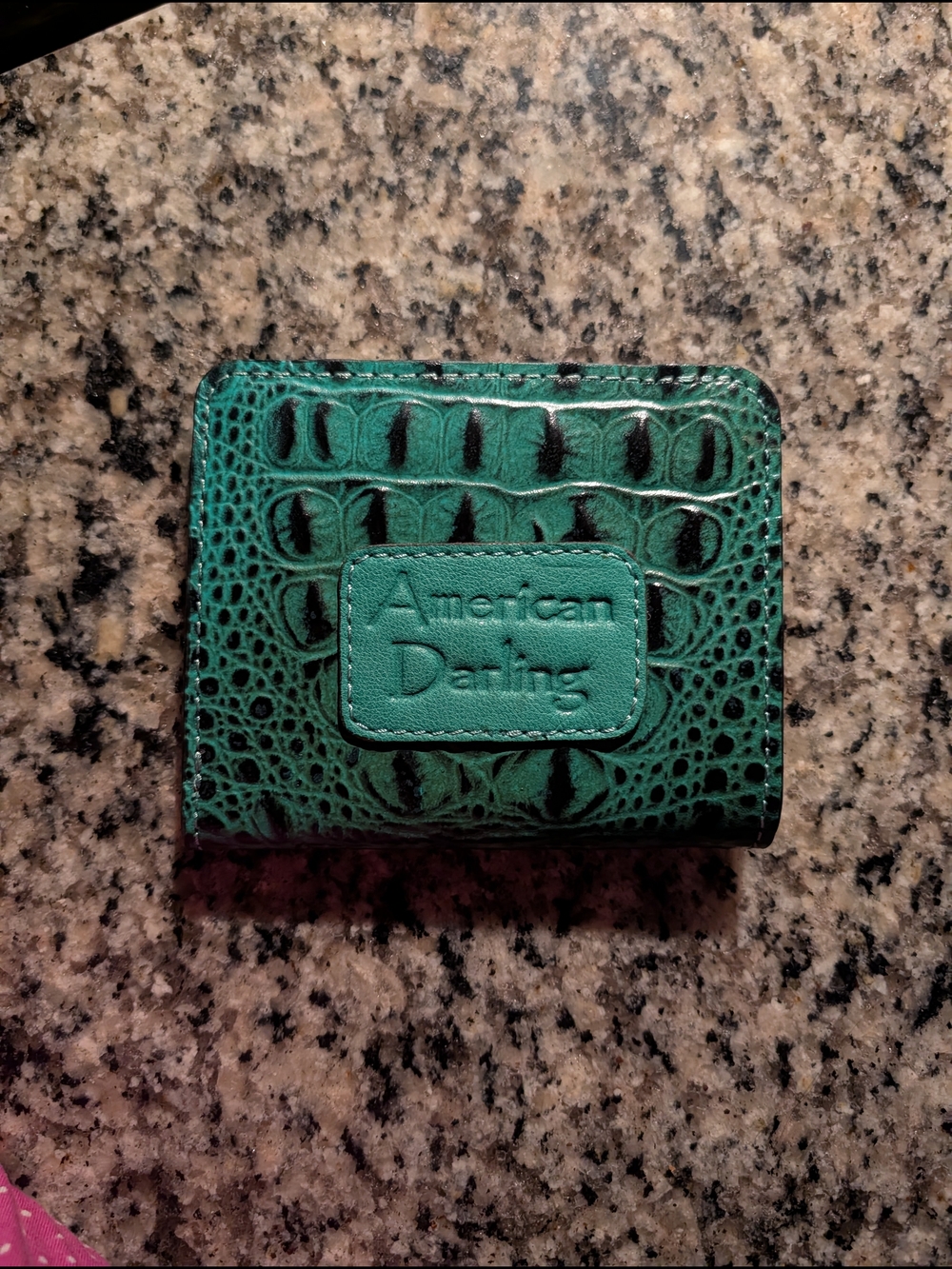 American Darling Teal Croc-Embossed Wallet